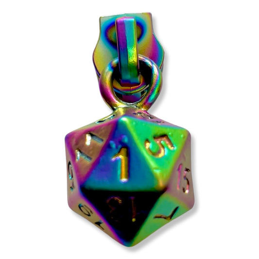 Zipper Pull, Strange Friends, D&D Dice, Rainbow Matte