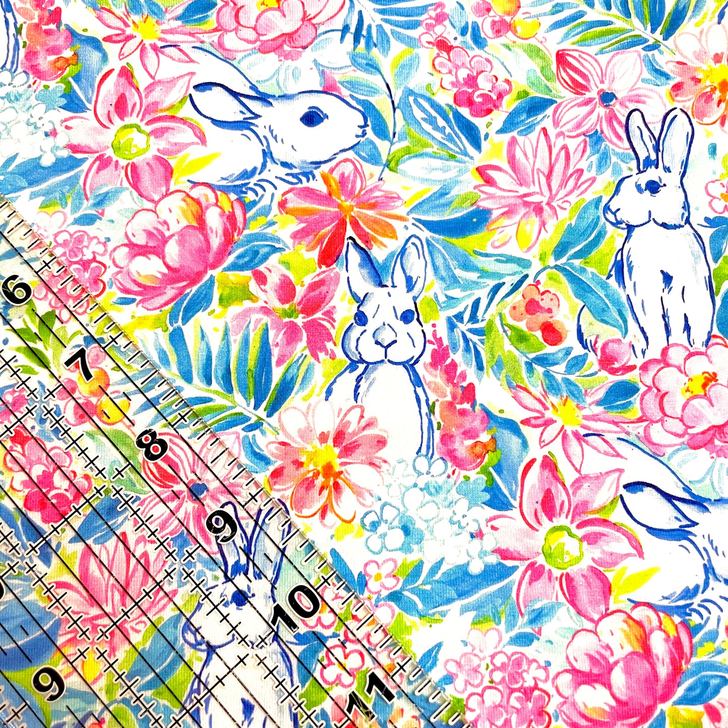 9x14 Tumbler Cut, Custom Fabric, CottonSpandex, High Quality, Mask Cut, Tumbler Fabric, LP Bunnies, Easter, Floral Bunny